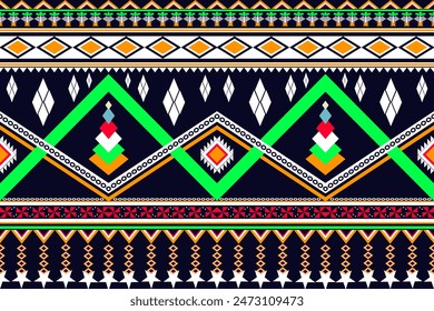 Bright vintage Tribal seamless pattern. Ethnic geometric Abstract Aztec Navajo seamless stripes and lines on blue background. Texture fabric print design for Batik Sarong Silk Wallpaper curtain