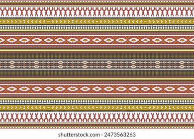 Bright vintage Tribal seamless pattern. Ethnic geometric Abstract Aztec Navajo seamless stripes and lines on blue background. Texture fabric print design for Batik Sarong Silk Wallpaper curtain