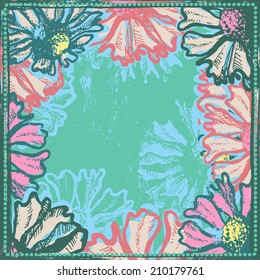 Bright vintage and vivid floral frame.  All objects are conveniently grouped  and are easily editable.