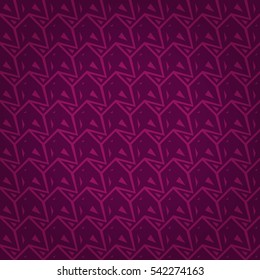 Bright violet geometrical seamless pattern in broken mirror style. Intricate puzzle repeatable backdrop. Retro texture. Colored, symmetrical design for fabric, packing-paper, carpet or other purpose.