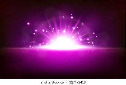 Luz violeta brillante surgiendo del horizonte negro