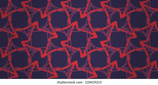 Bright violet ornamental seamless pattern background in mesh-work style. Intricate puzzle repeatable backdrop. Bright, symmetric design for game, fabric, wallpaper or other purpose.