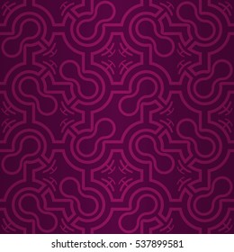 Bright violet ornamental seamless pattern in primitive style. Equable tessellated repeatable backdrop.