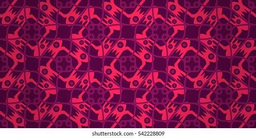 Bright violet ornamental seamless pattern in inwrought style. Colored, contrast design for wallpaper, curtain, surface or other purpose.