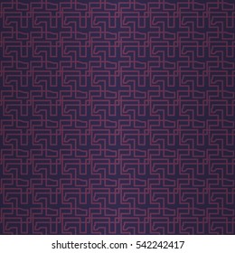 Bright violet ornamental seamless pattern in maze style. Tangled mosaic repeatable backdrop.