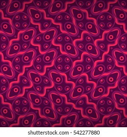 Bright violet ornamental seamless pattern in carpet style. Bright, contrast design for banner, textile, surface or other purpose. Knotty mosaic repeatable backdrop. Classic decor. Vector background.