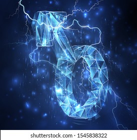 bright volume object in blue color soars in the sky