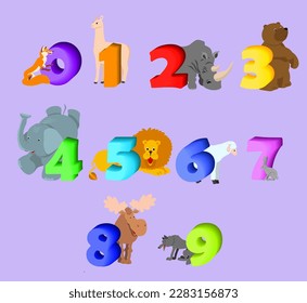 bright volumetric figures score mathematics arithmetic bright three-dimensional numbers counting mathematics arithmetic for children of kindergarten elementary school with characters for animation fox