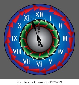 Bright wall clock, New year, holiday
