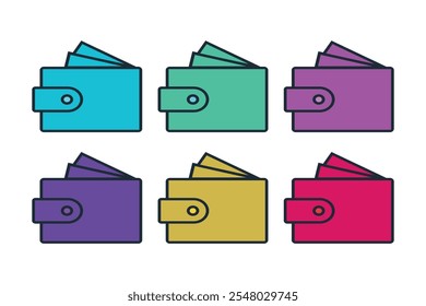 Bright Wallet Clipart Vektorgrafiken für E-Commerce, Kreative bunte Wallet-Symbole für Werbegrafiken, Einzigartiges Wallet Clipart für Webdesign und Entwicklung