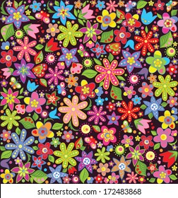 Bright wallpaper with summer flowers