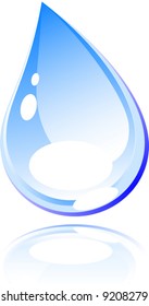 Una gota de agua brillante. Ilustración vectorial.