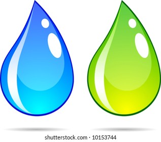 Bright water drops. Vector illustration.
