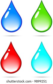 Bright water drops. Vector illustration.