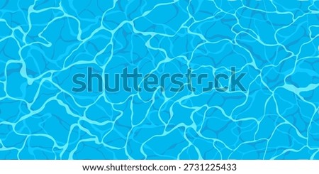 Bright water surface with sun glare. Horizontal banner with summer background of blue water. Top view of clear water.