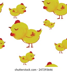 Bright watercolor chick. Vector illustration.