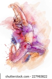 Bright watercolor dancer