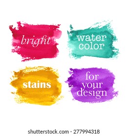 Bright watercolor elements for design. Vector illustration