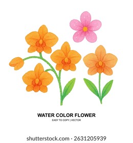 Bright watercolor flowers and leaves in soft pastel tones. Perfect for spring-themed designs, wedding invites, or elegant floral decor and patterns