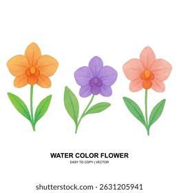 Bright watercolor flowers and leaves in soft pastel tones. Perfect for spring-themed designs, wedding invites, or elegant floral decor and patterns