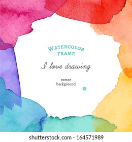 Bright watercolor frame. Vector illustration