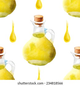 bright watercolor olive oil seamless pattern