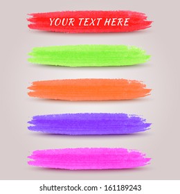 Bright watercolor paint vector strokes 