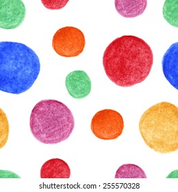 Bright watercolor spots seamless pattern. Vector background. Watercolor blots are mixed between ourselves. Hand drawing. Vector illustration.