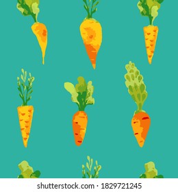 Patrón vectorial de colorido de la acuarela brillante de zanahorias coloridas.  Ilustración utilizada para revistas, libros, afiches, tarjetas, portada de menús, páginas web.