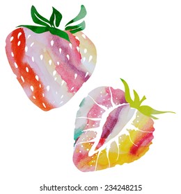 bright watercolor vector strawberries