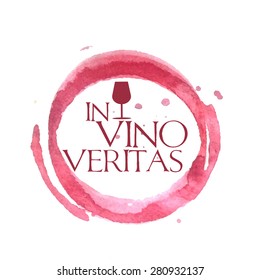 Bright watercolor wine design elements includes the phrase (in vino veritas  verity in wine)