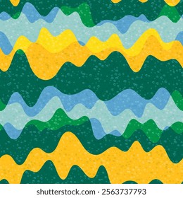 Bright wave fluid vector seamless pattern. Striped curve line texture. Fantasy surface decorative cover. Colorful textile print design. Wave flow splash fluid shapes background.