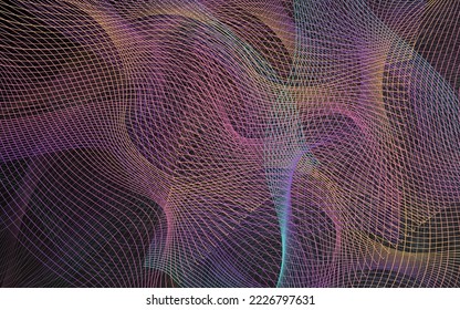 Bright Waveform Geometric Vector Transparent Background. Digital Wavy Abstract Design. Blend Smooth Backdrop. Color Curve Energy Texture.