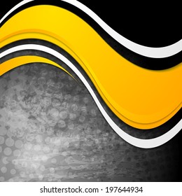 Bright waves on grunge background. Vector design