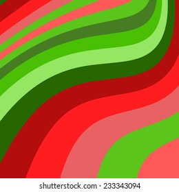 Bright wavy background with  red and green stripes for Christmas and new year.
