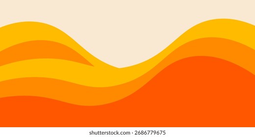 Bright wavy background with warm retro autumn colors. Cool hippie background. Retro psychedelic wavy design from the 60s and 70s.