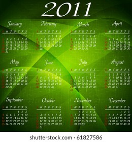 Bright wavy calendar 2011 - eps 10