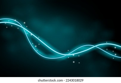 Bright Wavy Lines Neon Lights Cloud Smoke Mist Technology Background