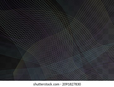 Fondo transparente del vector de movimiento ondulado brillante. Patrón gráfico de forma digital. Plantilla de efectos de forma de onda. Banner de tecnología de elementos dinámicos del arco iris.