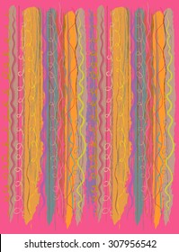 The bright wavy ornament, female ringlets. Vector background in ethnic styles