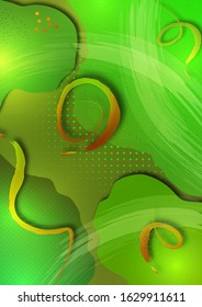 Bright wavy shapes, brush strokes, lots of particles. Corporate design template, presentation element, banner design. Vector illustration