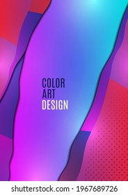Bright wavy triangles. Gradient color. Geometric ready-made template for web, print, cover, design. Vector illustration