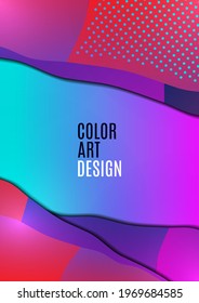 Bright wavy triangles. Gradient color. Geometric ready-made template for web, print, cover, design. Vector illustration