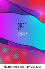 Bright wavy triangles. Gradient color. Geometric ready-made template for web, print, cover, design. Vector illustration