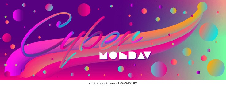 Bright web banner for cyber monday or any sales and discounts, trendy gradient blend vector template
