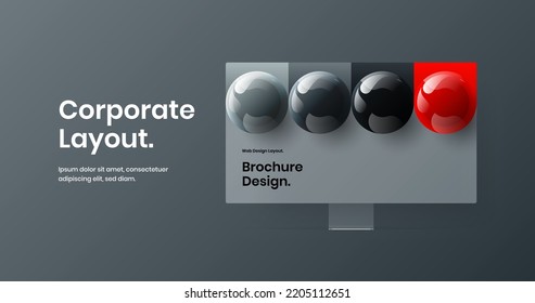 Bright Web Banner Vector Design Concept. Original Computer Display Mockup Presentation Template.