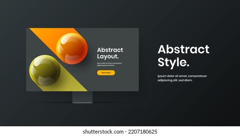 Bright web banner vector design template. Isolated computer monitor mockup site layout.