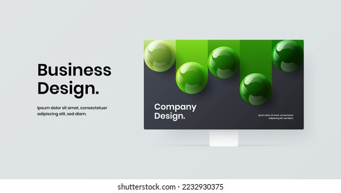 Plantilla de diseño vectorial de banner web brillante. Ilustración de la página de inicio de simulación de la pantalla de un ordenador vivo.