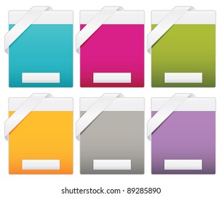bright web boxes with blank ribbons and copy space