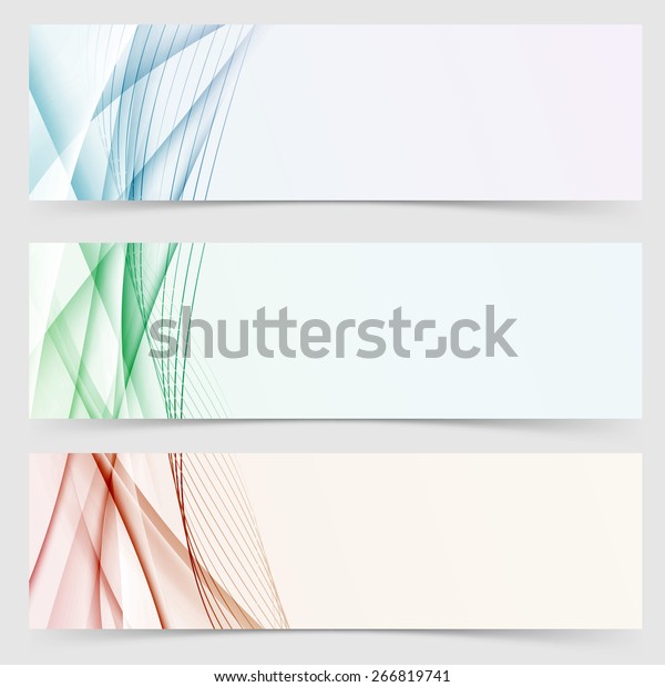 Bright web headers footers wave swoosh.\
Vector illustration